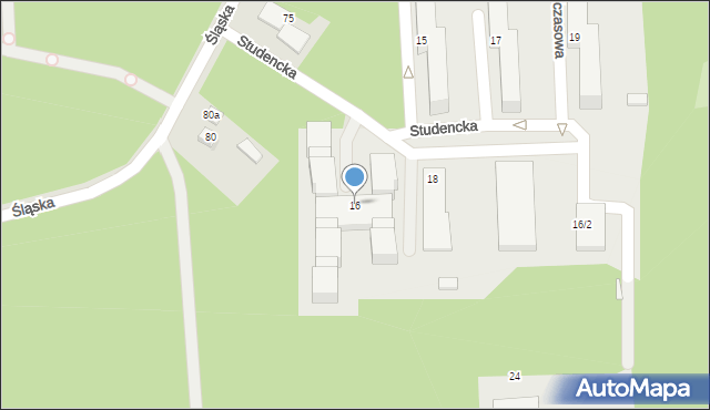 Katowice, Studencka, 16, mapa Katowic