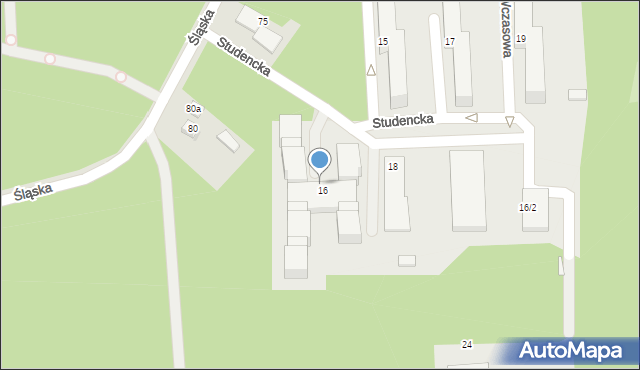 Katowice, Studencka, 16g, mapa Katowic