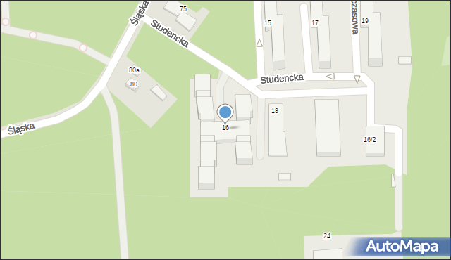 Katowice, Studencka, 20, mapa Katowic