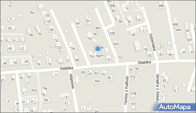 Katowice, Stabika Karola, 70A, mapa Katowic