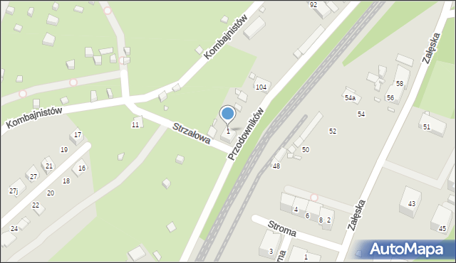 Katowice, Strzałowa, 1, mapa Katowic