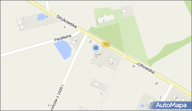 Kębliny, Strykowska, 12, mapa Kębliny