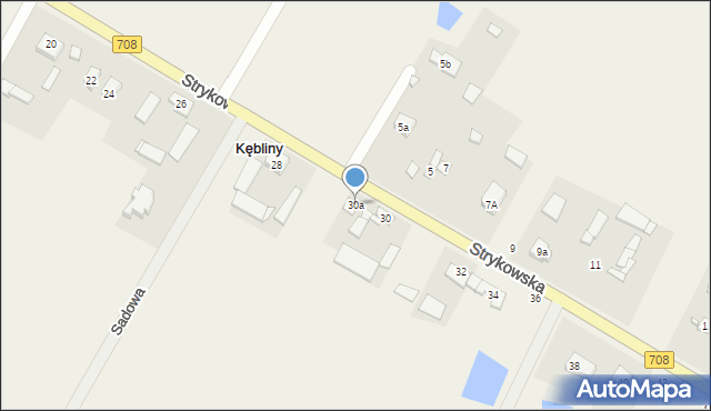 Kębliny, Strykowska, 30a, mapa Kębliny