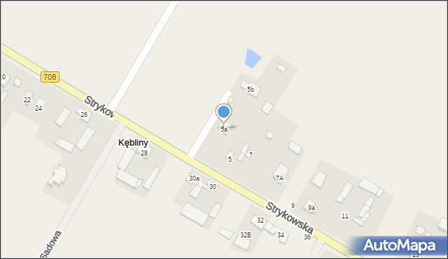Kębliny, Strykowska, 5a, mapa Kębliny