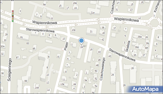 Kielce, Starowapiennikowa, 14, mapa Kielc
