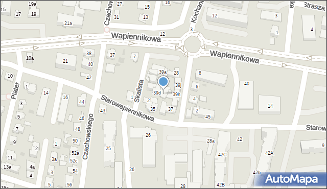 Kielce, Starowapiennikowa, 39f, mapa Kielc