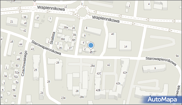 Kielce, Starowapiennikowa, 45, mapa Kielc