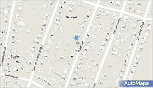 Kielce, Stefana Batorego, 68A, mapa Kielc