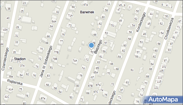Kielce, Stefana Batorego, 70, mapa Kielc
