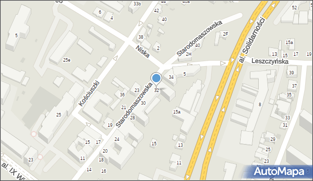 Kielce, Starodomaszowska, 32, mapa Kielc