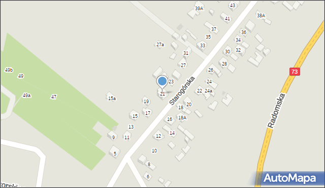 Kielce, Starogórska, 21, mapa Kielc