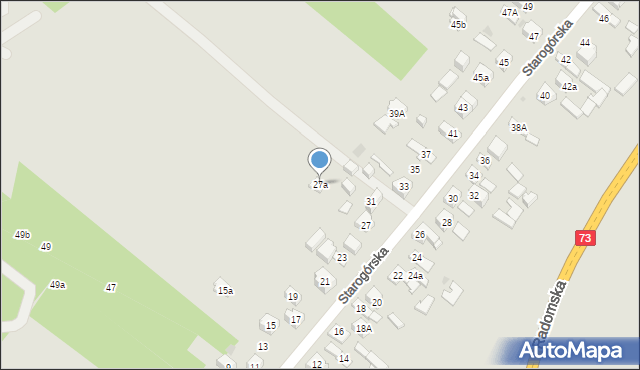 Kielce, Starogórska, 27a, mapa Kielc