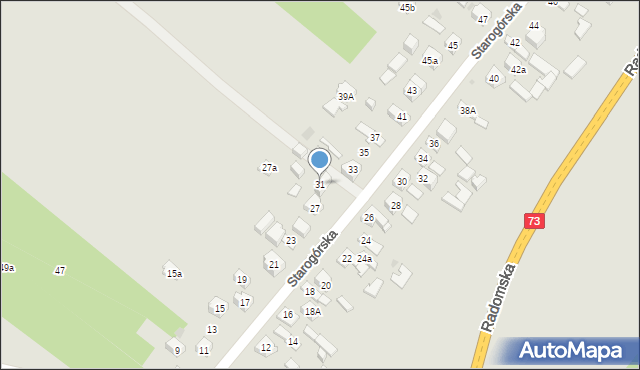 Kielce, Starogórska, 31, mapa Kielc