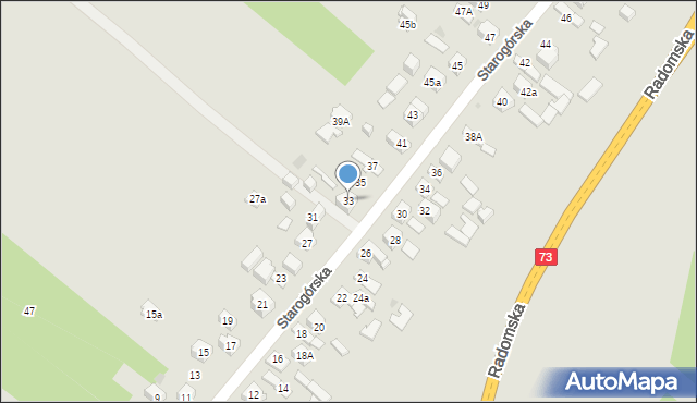 Kielce, Starogórska, 33, mapa Kielc