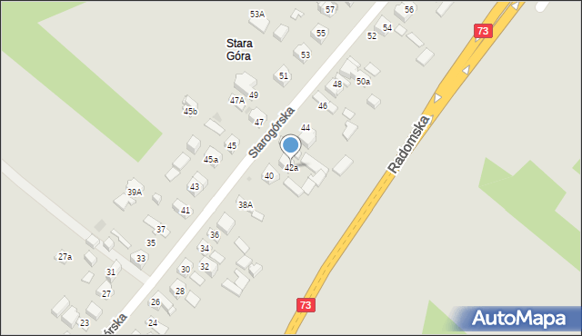 Kielce, Starogórska, 42a, mapa Kielc