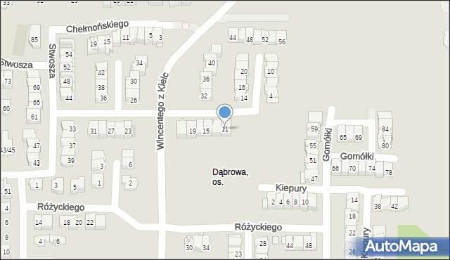 Kielce, Stwosza Wita, 11, mapa Kielc