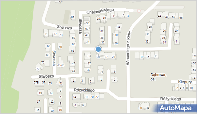 Kielce, Stwosza Wita, 31, mapa Kielc