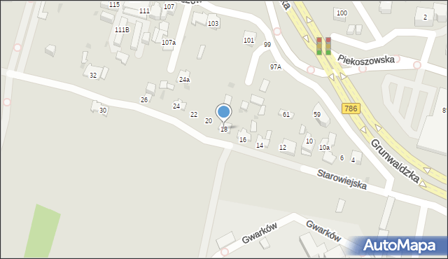 Kielce, Starowiejska, 18, mapa Kielc