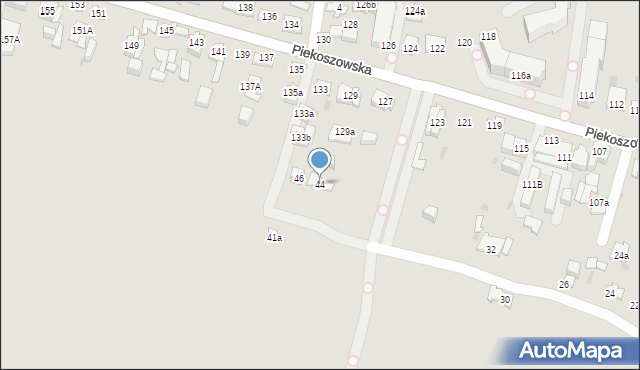 Kielce, Starowiejska, 44, mapa Kielc