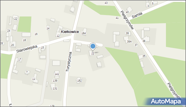 Kiełkowice, Starowiejska, 11, mapa Kiełkowice
