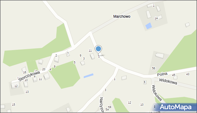 Kielno, Storczykowa, 1, mapa Kielno