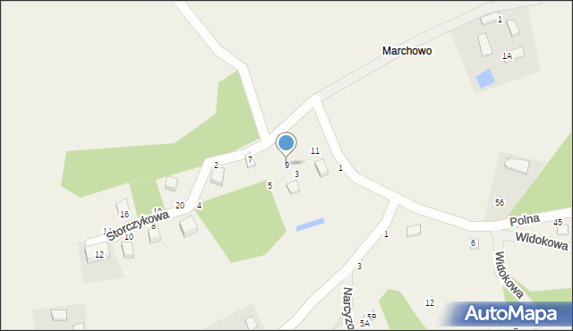 Kielno, Storczykowa, 9, mapa Kielno