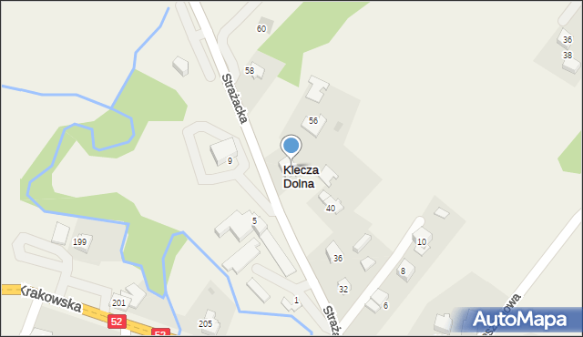 Klecza Dolna, Strażacka, 54, mapa Klecza Dolna