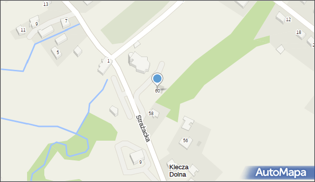 Klecza Dolna, Strażacka, 60, mapa Klecza Dolna