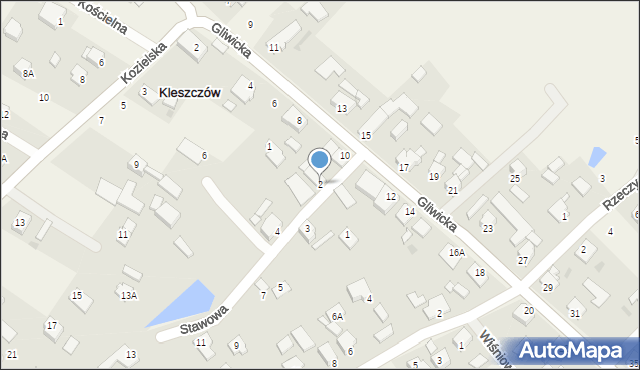 Kleszczów, Stawowa, 2, mapa Kleszczów