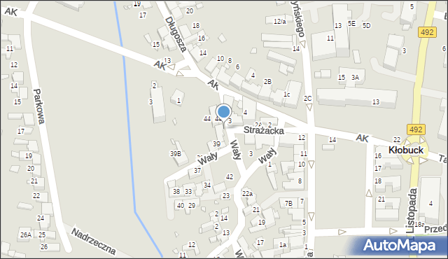 Kłobuck, Strażacka, 43, mapa Kłobuck