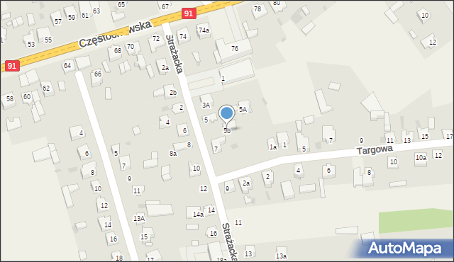 Kłomnice, Strażacka, 5b, mapa Kłomnice