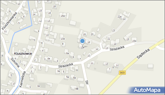 Kluszkowce, Strażacka, 12a, mapa Kluszkowce