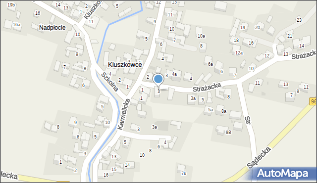 Kluszkowce, Strażacka, 3, mapa Kluszkowce