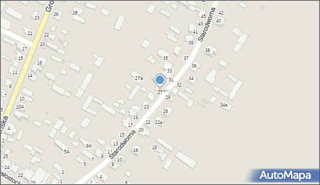 Knyszyn, Starodworna, 27, mapa Knyszyn