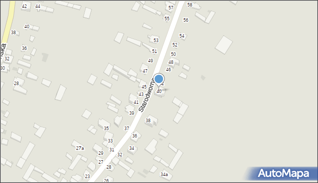 Knyszyn, Starodworna, 40A, mapa Knyszyn