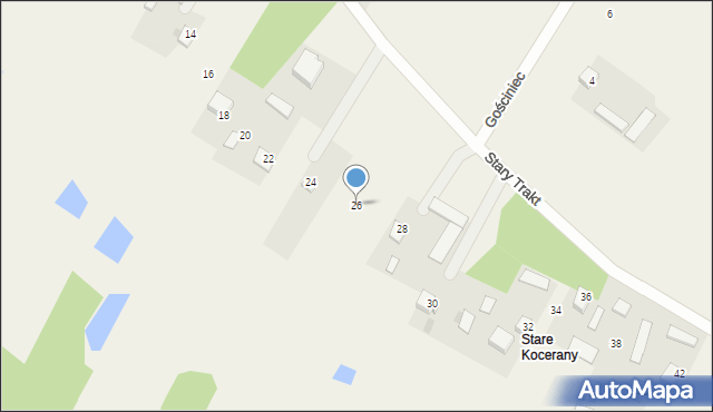 Kocerany, Stary Trakt, 26, mapa Kocerany