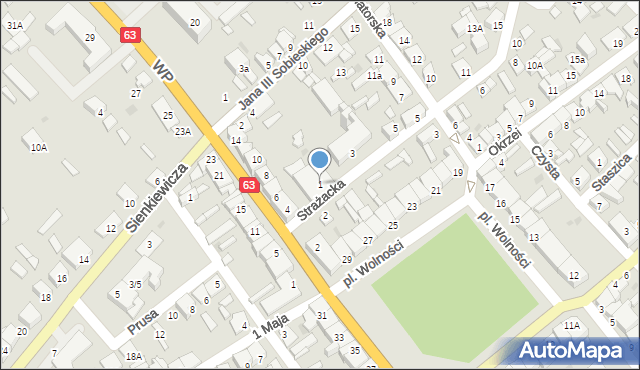 Kolno, Strażacka, 1, mapa Kolno