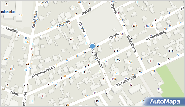 Koluszki, Strażacka, 8, mapa Koluszki