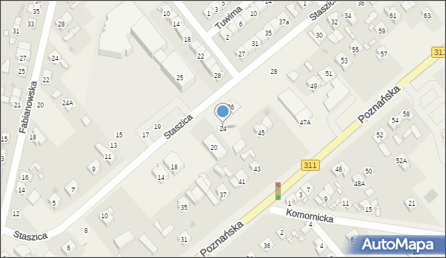 Komorniki, Staszica Stanisława, 24, mapa Komorniki