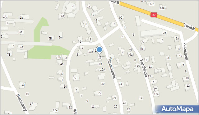 Konin, Studzienna, 12, mapa Konina