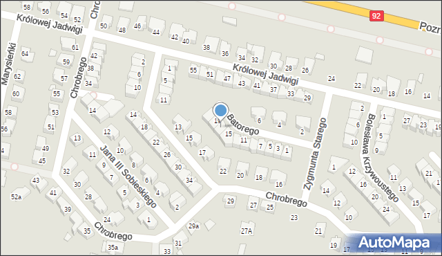 Konin, Stefana Batorego, 17, mapa Konina