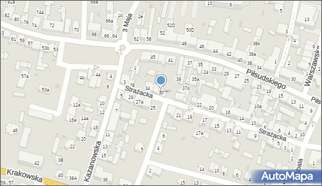 Końskie, Strażacka, 30, mapa Końskie