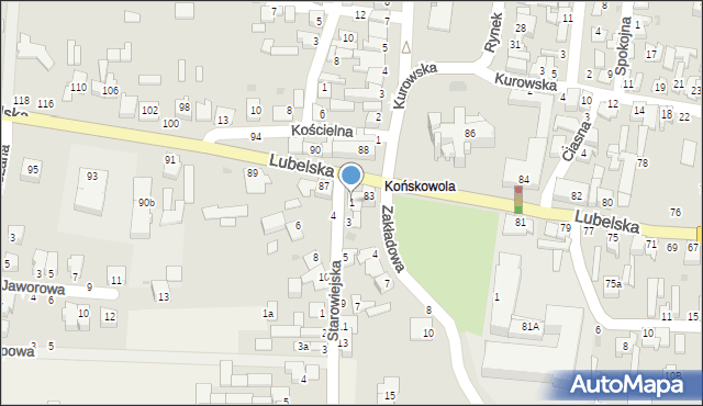 Końskowola, Starowiejska, 1, mapa Końskowola