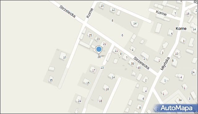 Korne, Strzelecka, 19, mapa Korne