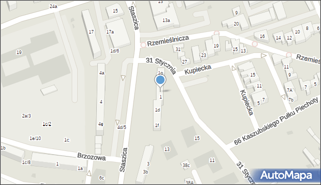 Kościerzyna, Staszica Stanisława, 1b, mapa Kościerzyna