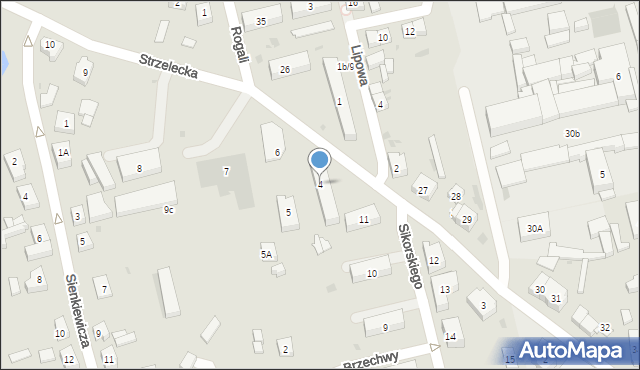 Kościerzyna, Strzelecka, 4, mapa Kościerzyna
