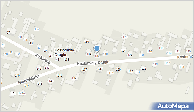 Kostomłoty Drugie, Starowiejska, 132, mapa Kostomłoty Drugie