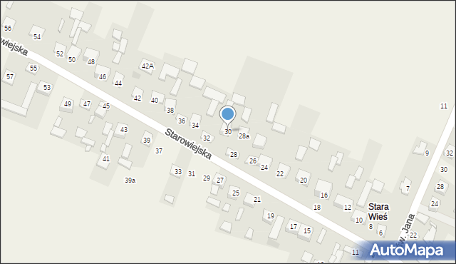 Kostomłoty Pierwsze, Starowiejska, 30, mapa Kostomłoty Pierwsze