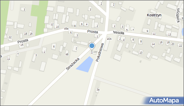 Kostrzyn, Strażacka, 1, mapa Kostrzyn