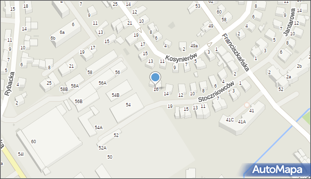 Koszalin, Stoczniowców, 16, mapa Koszalina